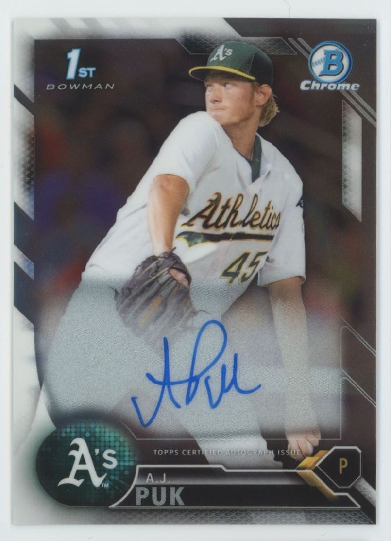2016 Bowman Draft Chrome 1st A.J. Puk Auto A's #CDA-AP C07