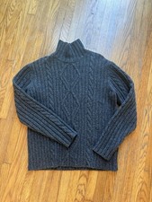 Banana Republic Cable Knit Rollneck Sweater - Charcoal Grey - Large