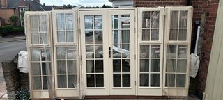 off white Georgian French Double Door with Sidelites.