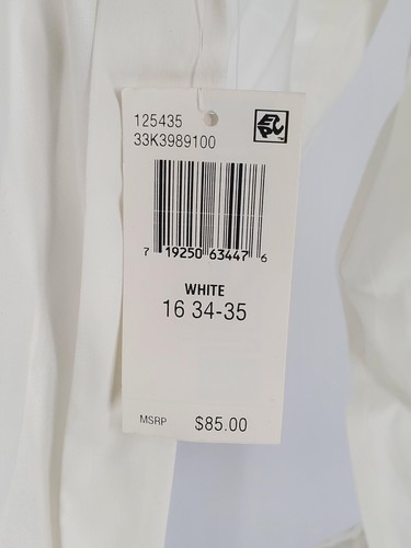 Calvin Klein Dress Shirt Men's L 16 34/35 White Slim Fit Stretch Long Sleeve - Picture 4 of 16