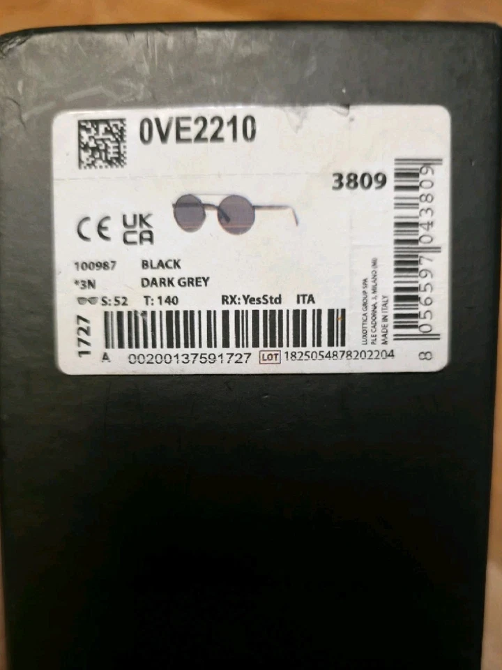 Gafas de sol Versace VE2210 polarizadas lentes redondas negras con estuche rígido y caja usadas Foto 4 de 4