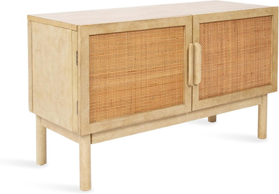 Modern Rattan Two-Door Media Cabinet - Versatile Storage for Living Room & Nurse