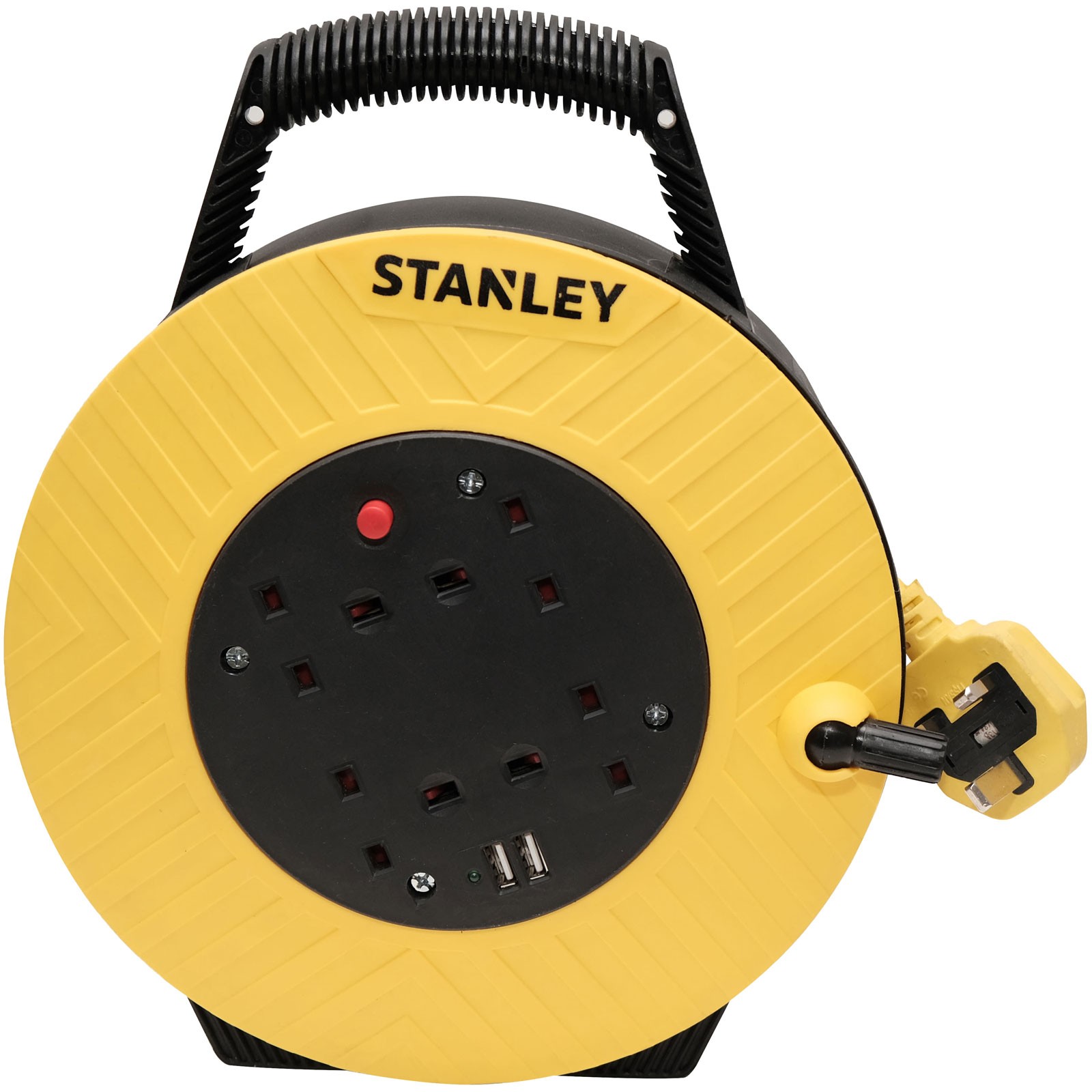 Stanley SemiEnclosed CableReel 240V 13A 4Socket 2USB 15m