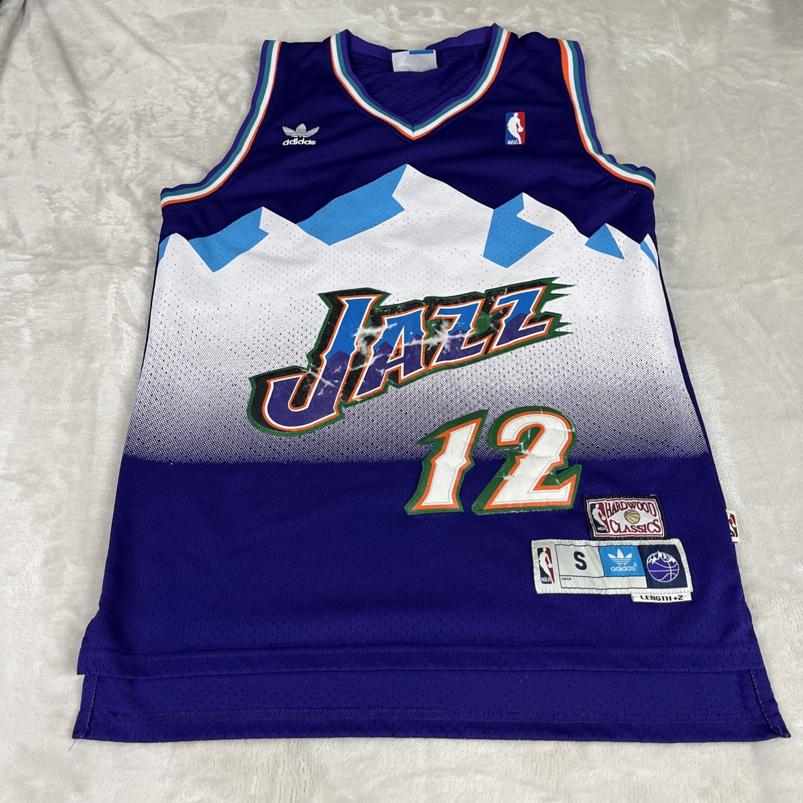 NBA Utah Jazz Jersey #12 John Stockton Adidas Hardwood Classic Men’s Size S