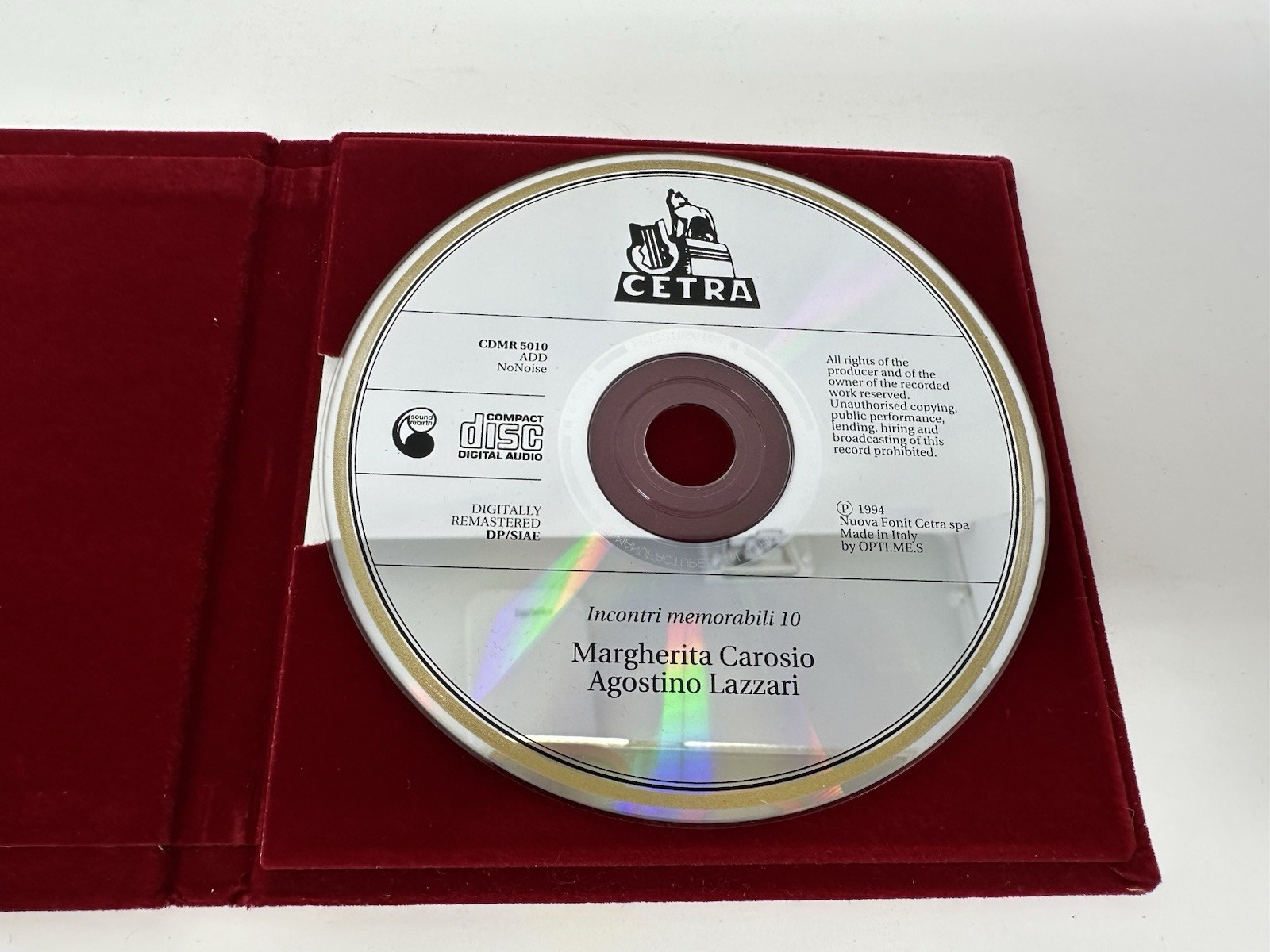 Margherita Carosio Agostino Lazzari - Incontri Memorabili 10 - 1994 Cetra CD