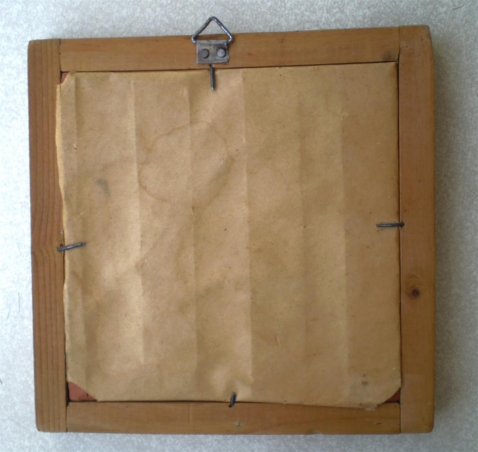 Greek Ceramic Tile Art Miniature Portrait Refugee Girl Panos Valsamakis Signed.