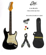 EKO ST300 BLACK CHITARRA ELETTRICA NERA TIPO STRATO KIT CON BORSA TRACOLLA CAVO