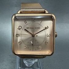 Michael Kors Brenner watch Women 31mm Rose Dial Rose Gold Tone Rectangle New Bat
