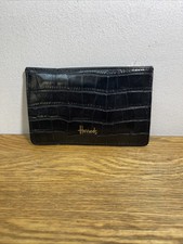 Porta carte/monete Oxford Harrods in ecopelle nera goffrata con coccodrillo