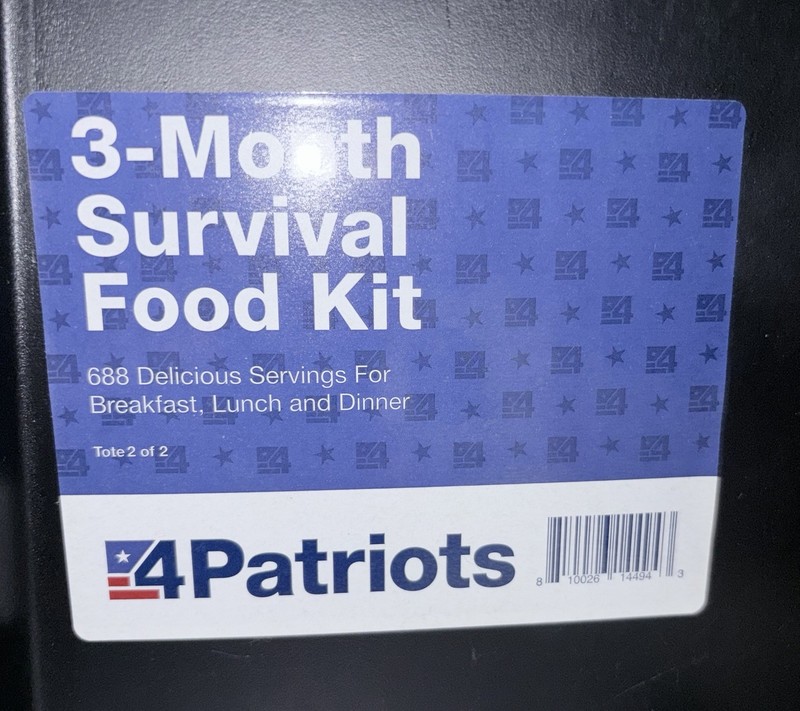 4Patriots 3-Month Survival Food Kit 688 Servings Breakfast Lunch Dinner 2-Pack
