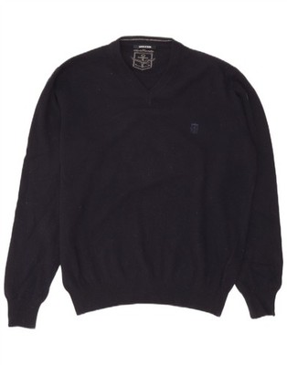 Armata Di Mare Mens V-Neck Jumper Sweater Large Navy Blue Wool CG03