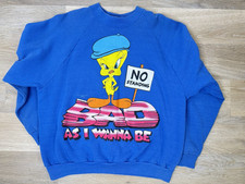 90 s Vintage Tweety Bird XXL- Bad As I Wanna Be Looney Tunes Sweatshirt XXL Blue