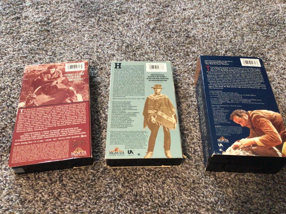 Clint Eastwood VHS Trilogy MGM Good Bad Ugly, Fist Full Dollars, For a Few More - Image 2 of 4