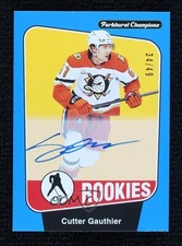 2024 Upper Deck Parkhurst Champions Rookies Blue 34/49 Cutter Gauthier Auto tg7