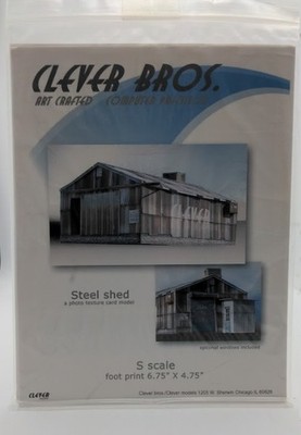 Clever Bros. S Scale Steel Shed W/Optional Windows Photo Texture Card Model Kit