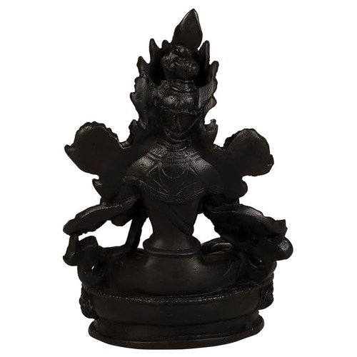 Statua buddista tibetana nera Tara Maa dea, resina, pezzo da esposizione decorativo 15 cm - Foto 4 di 4