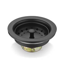 3-1/2 In. Drop-In Kitchen/Bar Sink Basket Strainer in Matte Black
