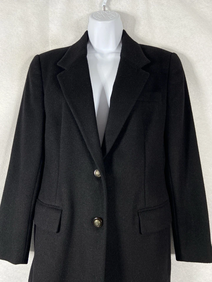 Chaqueta Talbots Vintage Para Mujer’s 6 Blazer Negro Mangas Largas Cabello Camel Hecha en Italia Foto 2 de 4