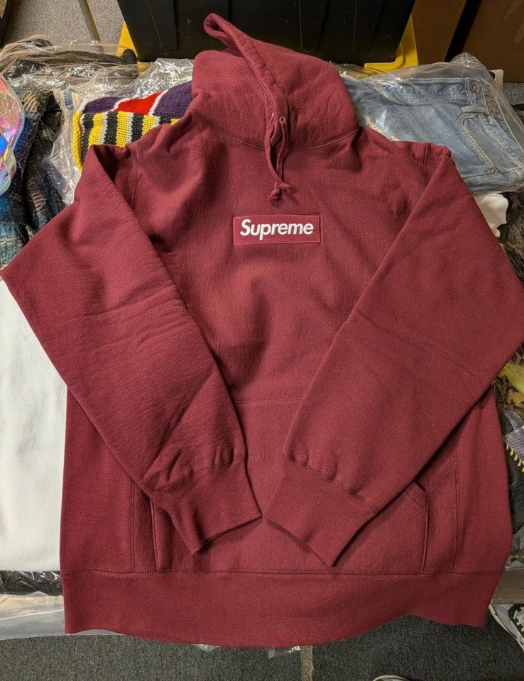 Supreme Fw 2011 Burgundy Box Logo Hoodie DSWT New Size XL