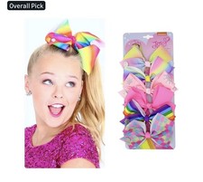 JoJo Siwa Hair Bows Clips 6pcs Set Rainbow Ribbon Handmade Girls Accessories