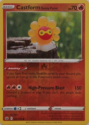 Castform Sunny Form 022/198 Common Chilling Reign Pokemon Reverse Holo Near Mint