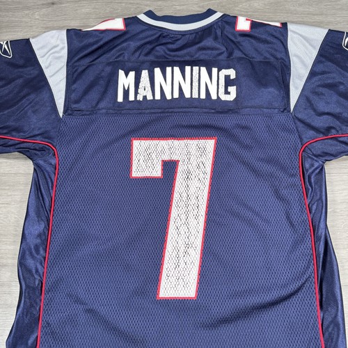 New England Patriots Jersey Mens Medium Navy Blue NFL Football Manning Reebok - Picture 2 of 11