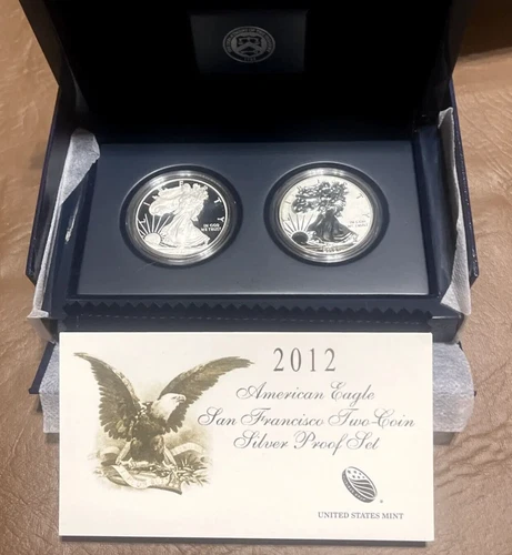 2012 American Eagle San Francisco 2 Coin Proof Silver Set w/ Display Box and COA