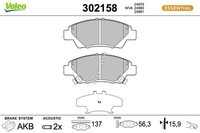 Valeo Bremsbelagsatz, Scheibenbremse 302158 FüR Honda