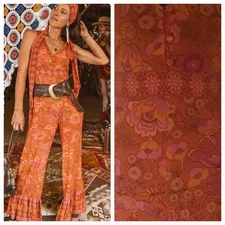 Nine Lives Bazaar Orchid  Gypsy Hippie Orange Womens Jumpsuit 6 Fit 8👇check