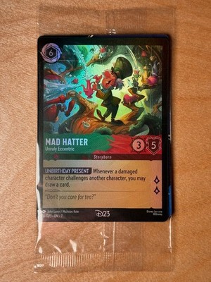 2026 Disney Lorcana D23 Promo MAD HATTER 16/D23 EN-7 Gold Member Exclusive Card