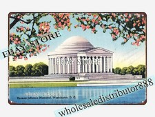 1930-45 Thomas Jefferson Memorial, Washington, D. C. tin sign garage bars plaque