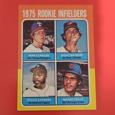 Topps 1975 Rookie Infielders Mike Cubbage Doug DeCinces Sanders Trillo #617 Card. rookie card picture