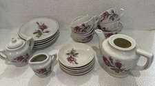 1950s Vintage Child's Rose China Tea Set 20 Pieces, Japan