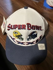 Vintage NFL Super Bowl XXXII Packers vs Broncos Logo 7 Snapback Hat With tag! 