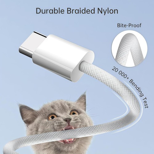 USB C to C Nylon Braided Cable, 60W (3A) 480Mbps Transfer Rate, Type C... - Picture 8 of 8