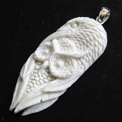 925 Sterlingsilber Adler Eule Feder Bison Knochen Sterling Anhänger, 3 5/16''