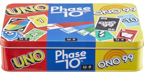 Set of 3 Card Games with UNO, Phase 10 & ONO 99, Travel Fun for Kids & Family...