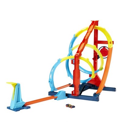 Car Track Set, Track Builder Unlimited Corkscrew Twist Kit Playset & 1:64 Sca...