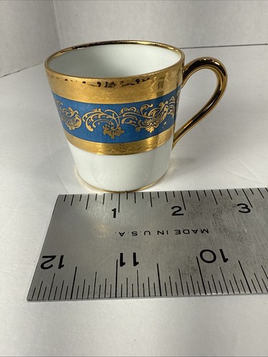 Limoges~Turquoise/Gold/White Demitasse Cup & Saucer Set~France - Picture 10 of 12