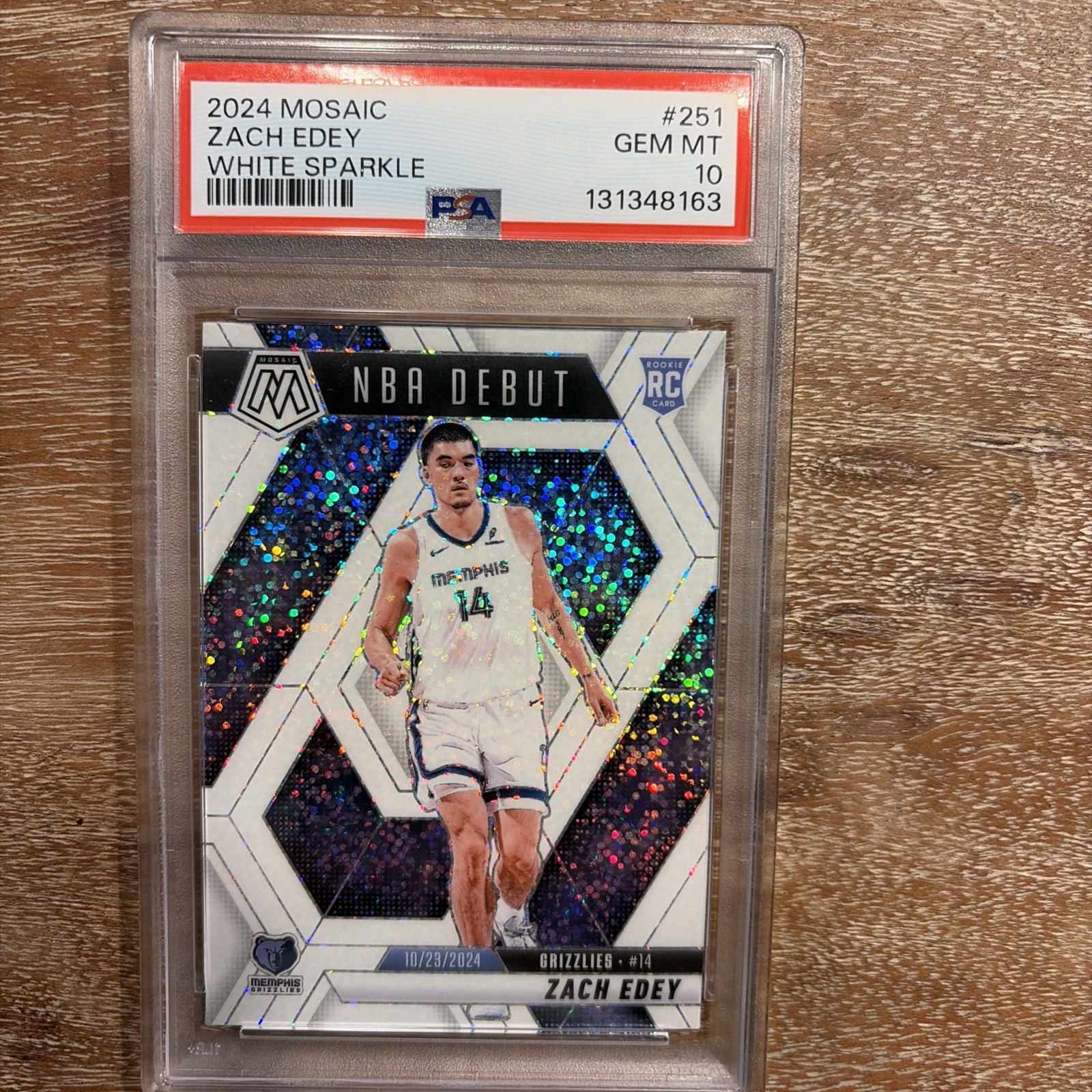 2024 PANINI MOSAIC WHITE SPARKLE #251 ZACH EDEY ROOKIE RC PSA 10 SSP Pop 1