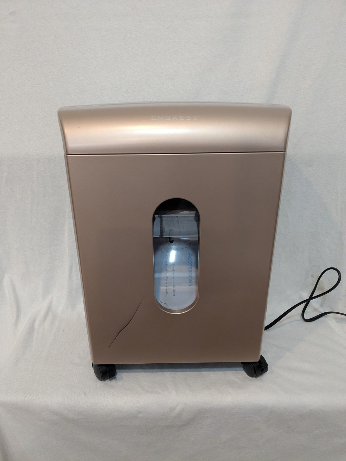 (Damaged)Embassy paperShredder 12-sheet microcut Hazelnut Free Lube Sheets Works