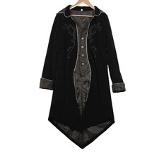 Mens Velvet Tailcoat Black Brocade Sz M Victorian Steampunk Goth Costume Renfest