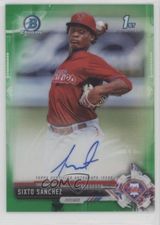 2017 Bowman Chrome Prospect Green Refractor 16/99 Sixto Sanchez #CPA-SS Auto 9ad
