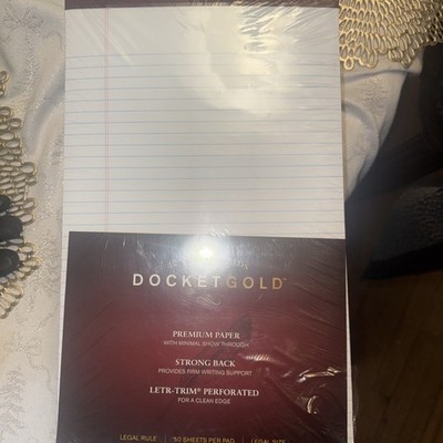 Tops Docket Gold Legal Ruled White Legal Pads - 50 Sheet - 20 Lb - Legal/wide
