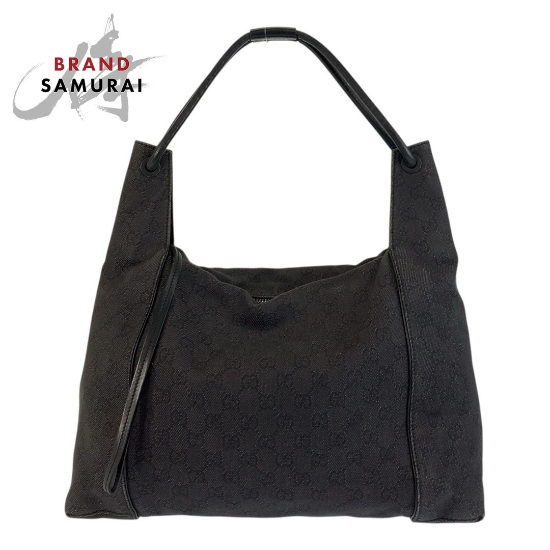 Gucci Black GG Canvas Leather 101292 Womens Shoulder Bag 503935 Pre-Owned
