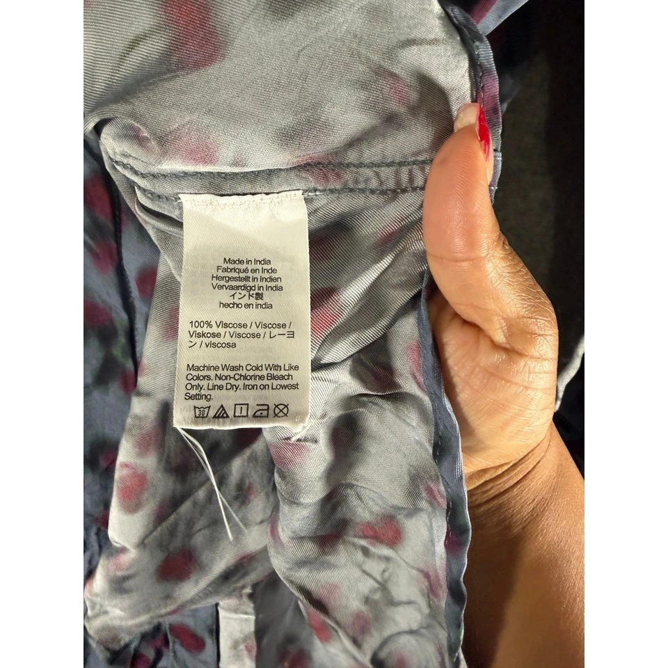 J. Camisa Crew Para Mujer XL Estampado Cereza Abotonada Azul Rojo Manga Larga Carrera Foto 3 de 4