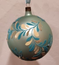 Waterford Holiday Heirlooms Ashbourne Laurel Aqua Ball Ornament 130616