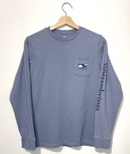 Vineyard Vines Boys T Shirt L 16 Cotton Dusty Purple Long Sleeve Crew Neck Logo