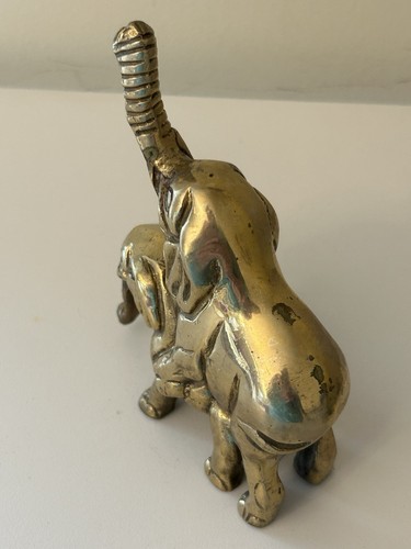 Vintage massive Messing Paarung Elefant Paare Figur glänzend Wohndeko 4 3/4" - Bild 7 von 22