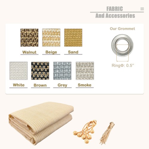 Cubierta de pérgola toldo panel de sombra de malla de flujo de aire bloque UV 90 % con ojales en 4 lados - Imagen 5 de 6